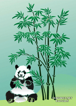Panda mit Bambus 3 • Schablone zum Zeichnen • Wandschablonen in